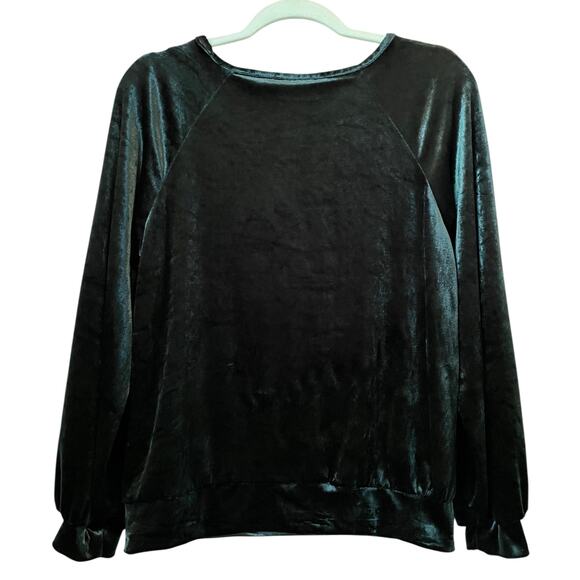 Anthropologie Maeve Candace Velvet Emerald Green Top XS Casual Fall Winter - Picture 7 of 11